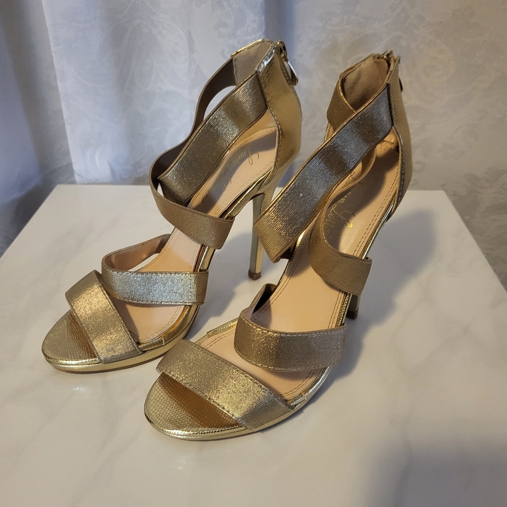 Lauren Lorraine Stiletto Evening Women High Heels Shoes, Size 8, Gold, Party - Picture 4 of 15